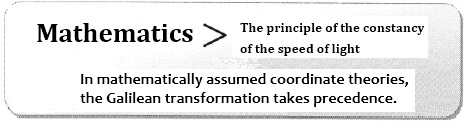 In mathematically assumed coordinate theories, the Galilean transformation takes precedence.