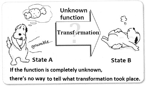 If the function is completely unknown, there’s no way to tell what transformation took place.